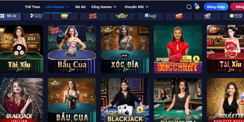 Hệ thống sảnh và bàn game live casino DA88